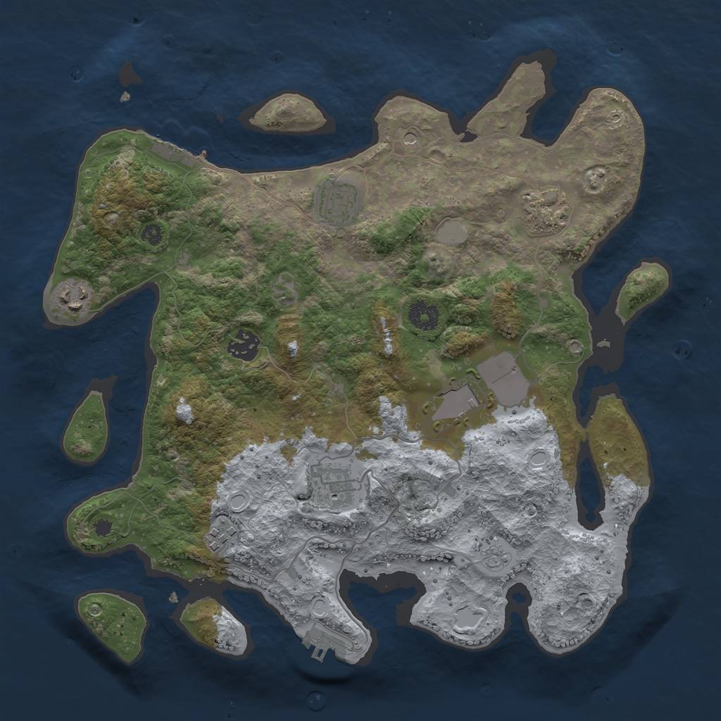 Rust Map: Procedural Map, Size: 3500, Seed: 62620799, 16 Monuments