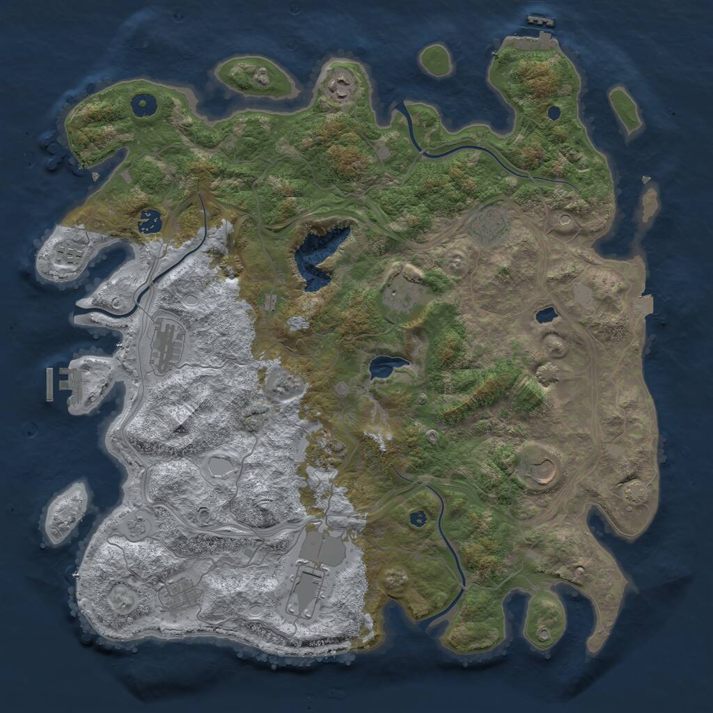 Rust Map: Procedural Map, Size: 4300, Seed: 6470, 16 Monuments
