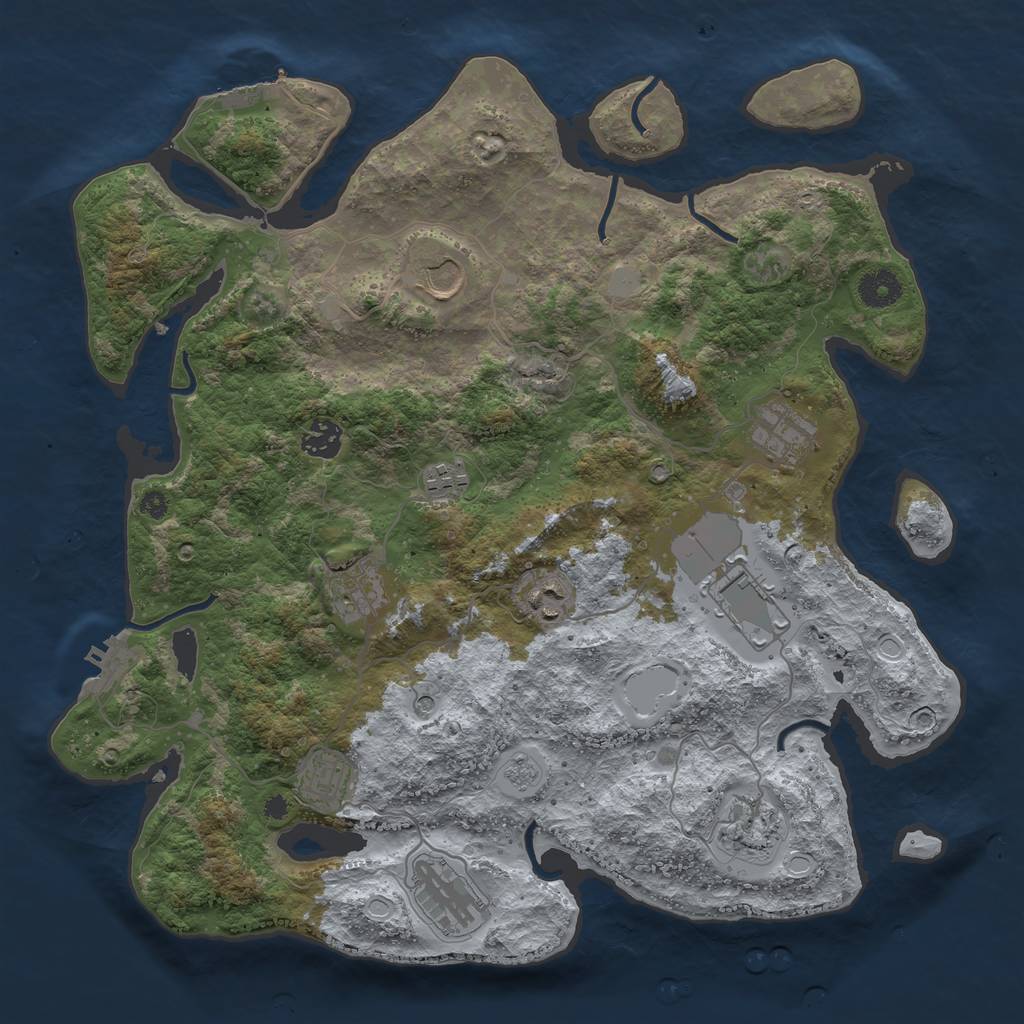 Rust Map: Procedural Map, Size: 3800, Seed: 12105, 19 Monuments