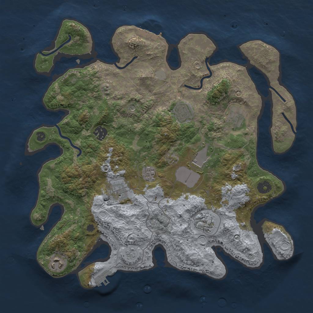 Rust Map: Procedural Map, Size: 3500, Seed: 23576, 17 Monuments