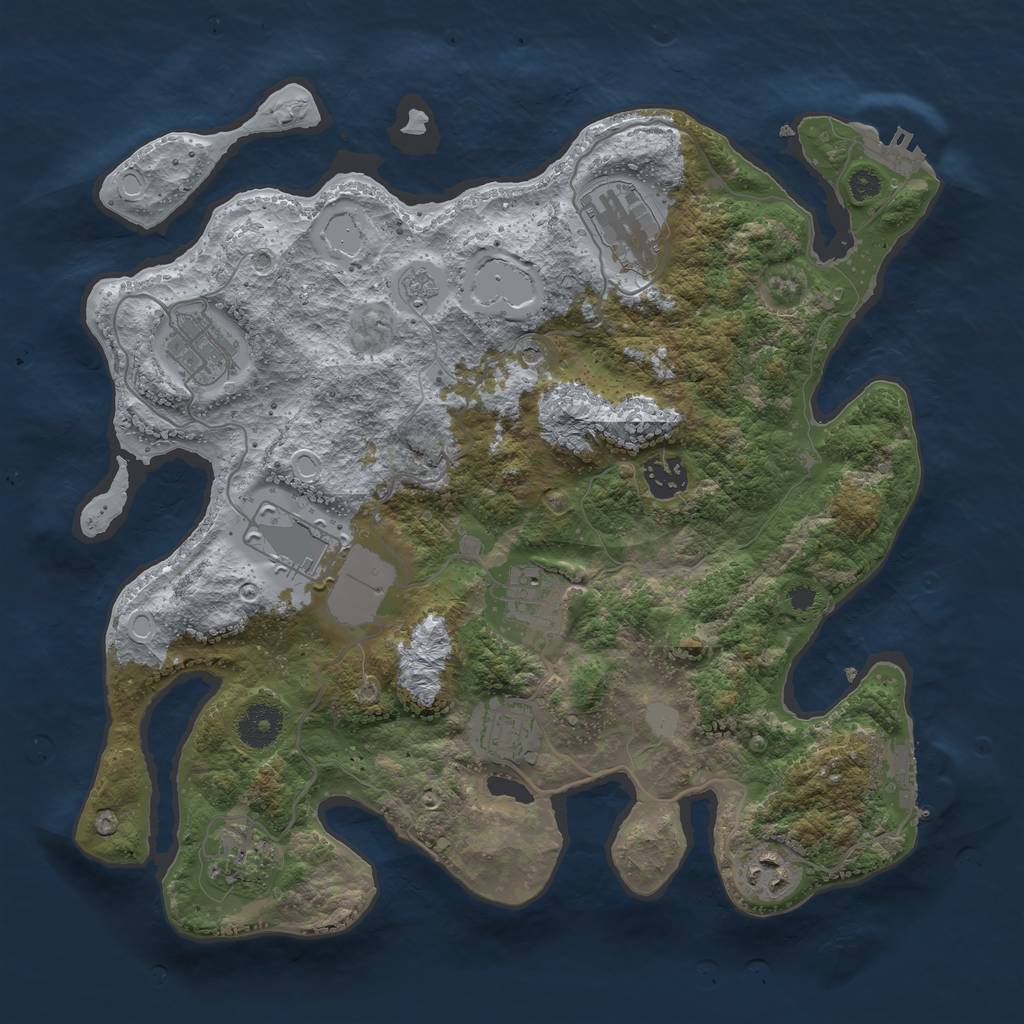 Rust Map: Procedural Map, Size: 3500, Seed: 150989644, 17 Monuments