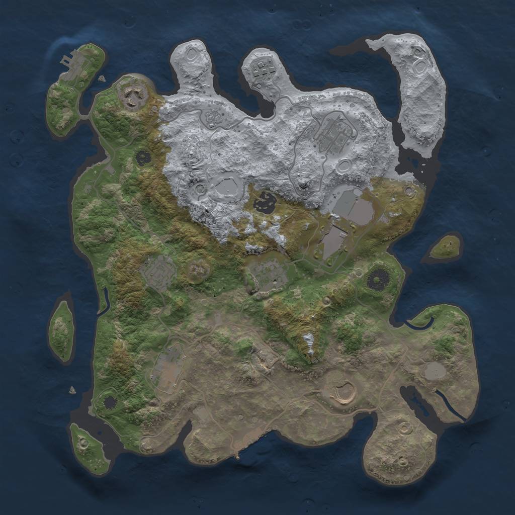 Rust Map: Procedural Map, Size: 3500, Seed: 645456, 18 Monuments