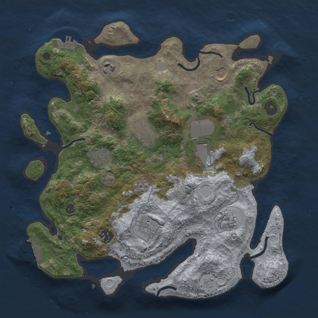 Rust Map: Procedural Map, Size: 3500, Seed: 18825, 17 Monuments