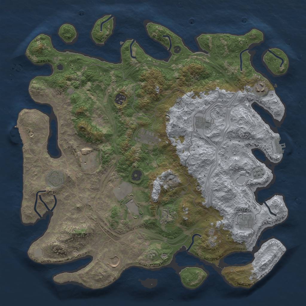 Rust Map: Procedural Map, Size: 4250, Seed: 1921657539, 20 Monuments