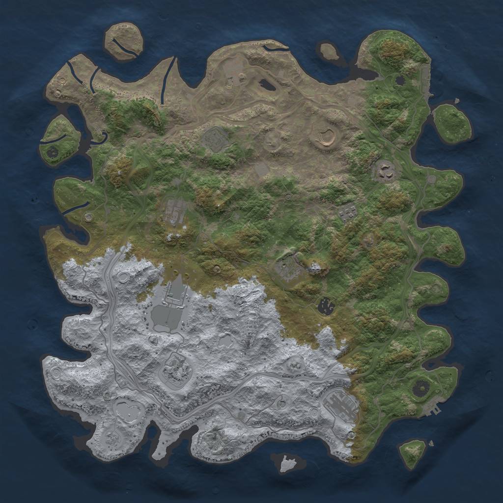 Rust Map: Procedural Map, Size: 4500, Seed: 1192865502, 20 Monuments