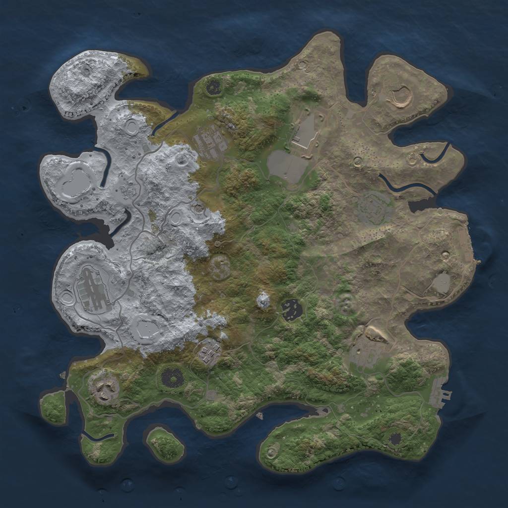 Rust Map: Procedural Map, Size: 3500, Seed: 66202746, 18 Monuments