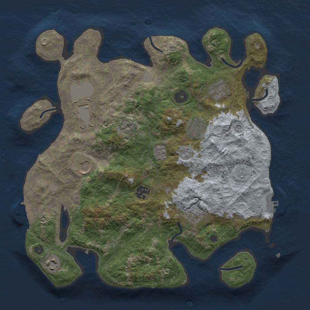 Rust Map: Procedural Map, Size: 3500, Seed: 16232813, 17 Monuments