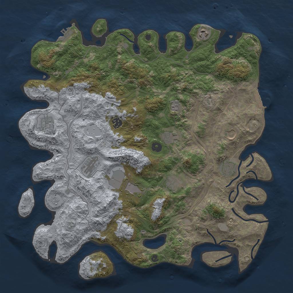 Rust Map: Procedural Map, Size: 4300, Seed: 1080549671, 19 Monuments