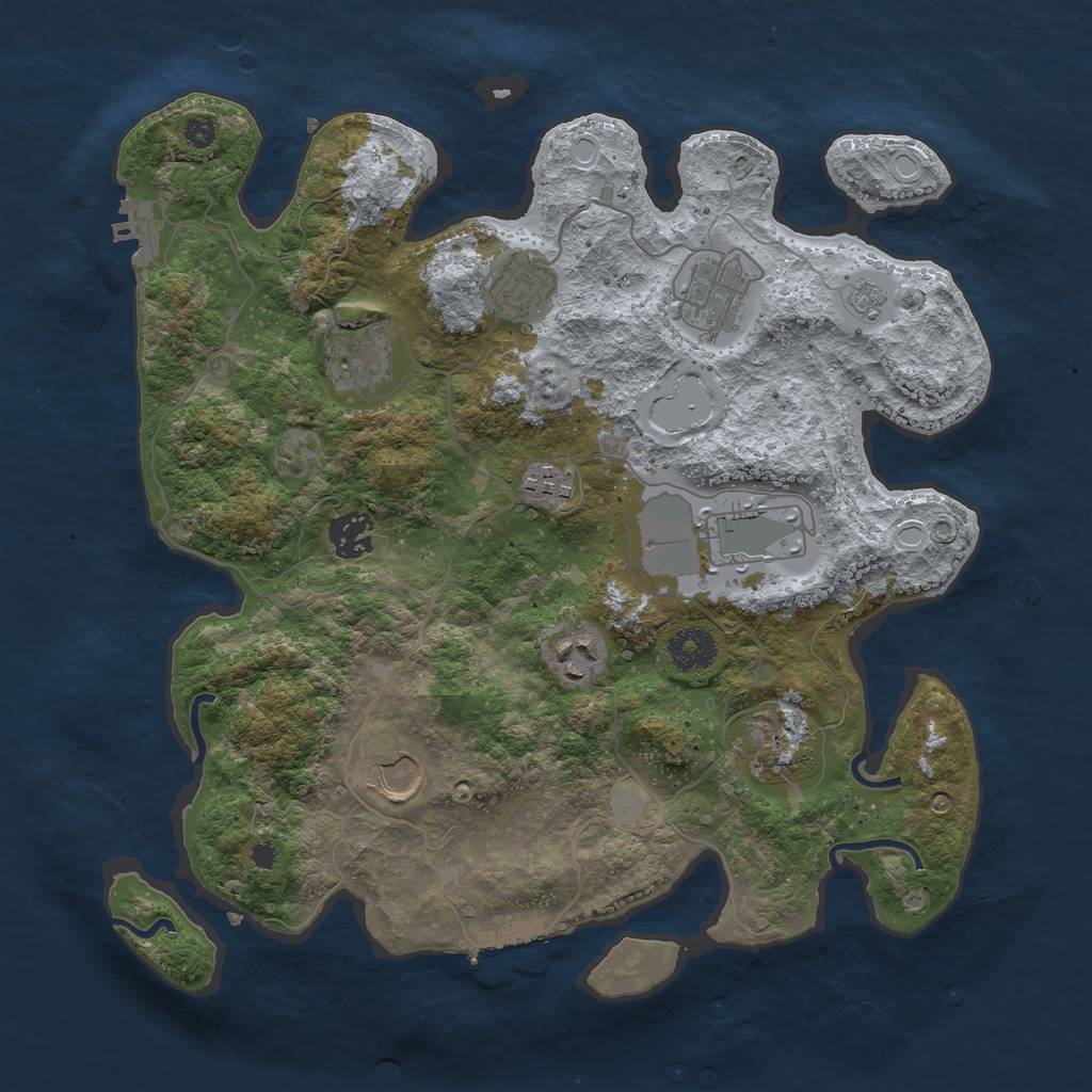 Rust Map: Procedural Map, Size: 3500, Seed: 40460176, 17 Monuments