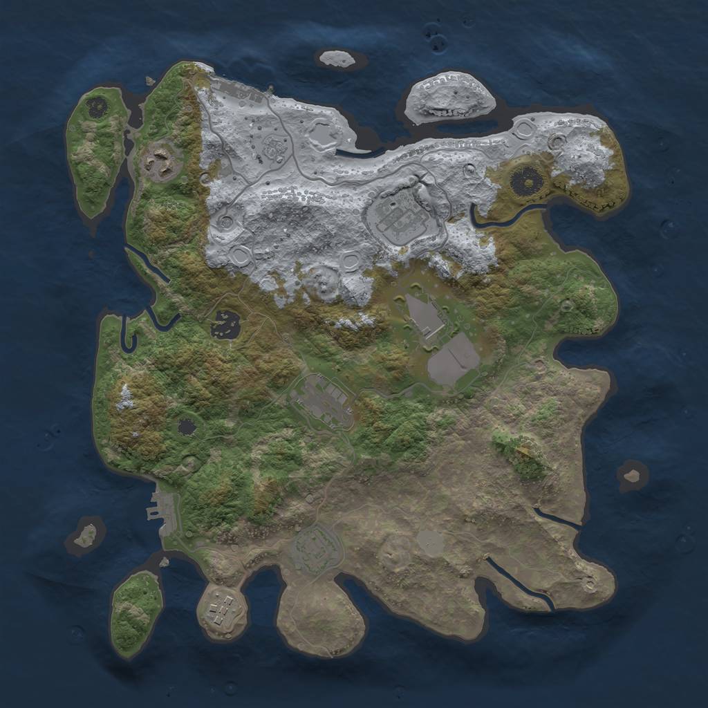Rust Map: Procedural Map, Size: 3500, Seed: 89820573, 16 Monuments