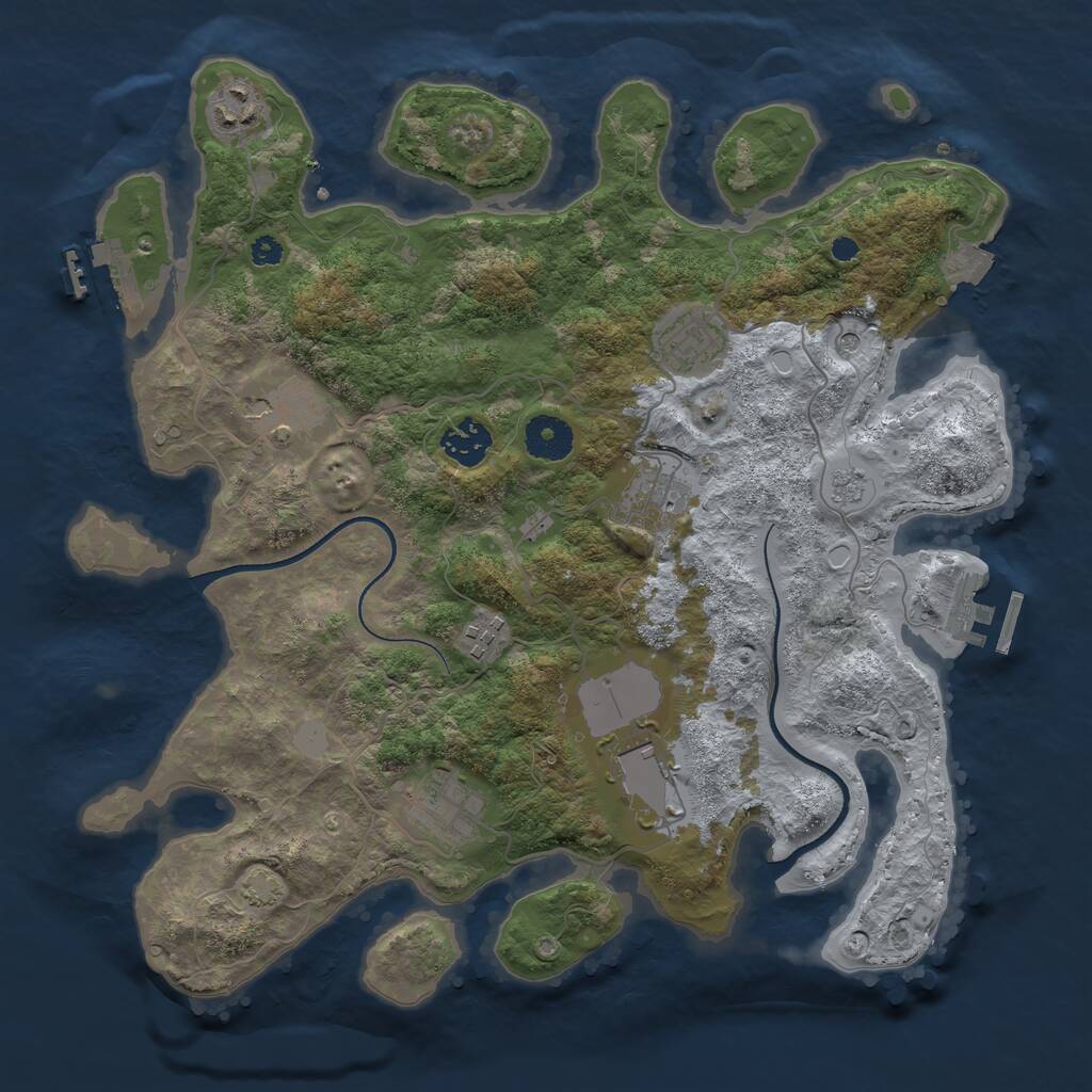 Rust Map: Procedural Map, Size: 3500, Seed: 38735866, 14 Monuments