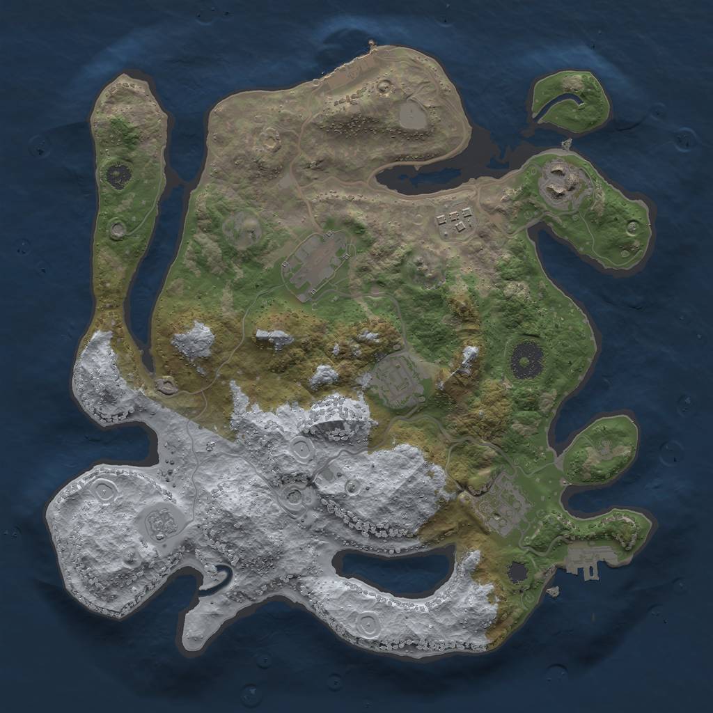 Rust Map: Procedural Map, Size: 3000, Seed: 888777, 14 Monuments