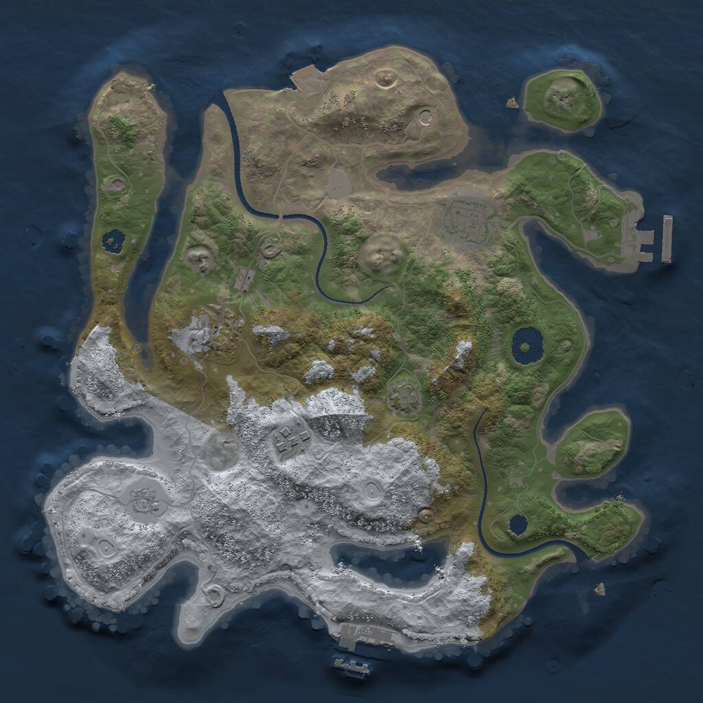 Rust Map: Procedural Map, Size: 3000, Seed: 888777, 9 Monuments