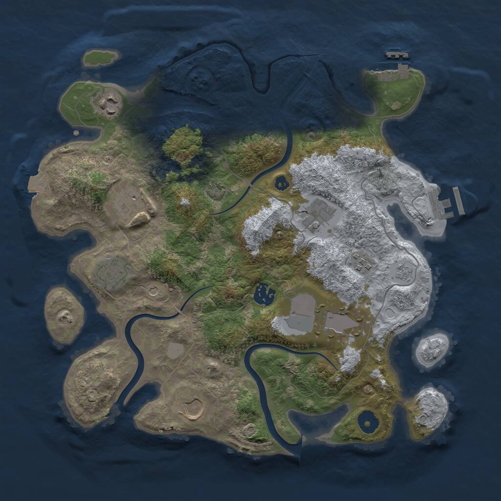 Rust Map: Procedural Map, Size: 3500, Seed: 70766138, 14 Monuments