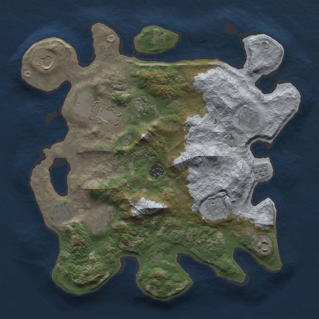 Rust Map: Barren, Size: 3500, Seed: 834470858, 13 Monuments