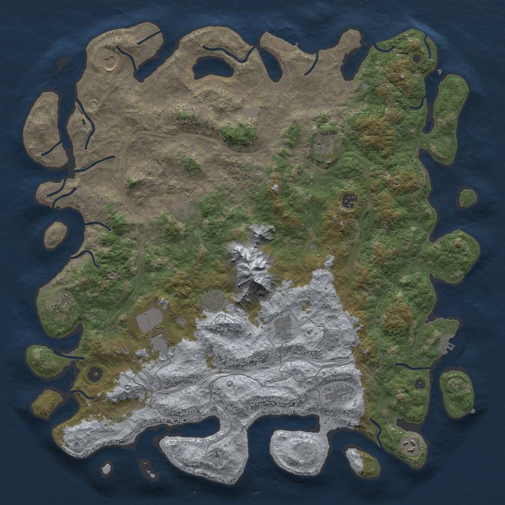 Rust Map: Procedural Map, Size: 5000, Seed: 911911, 20 Monuments