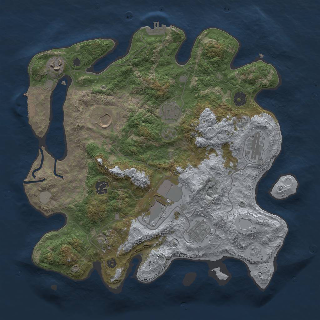 Rust Map: Procedural Map, Size: 3500, Seed: 45421738, 16 Monuments