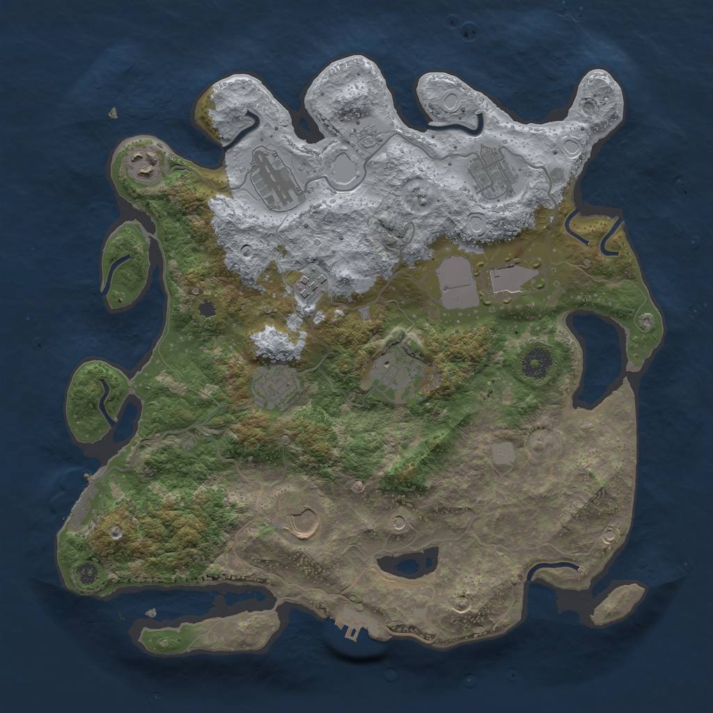 Rust Map: Procedural Map, Size: 3500, Seed: 291696, 17 Monuments
