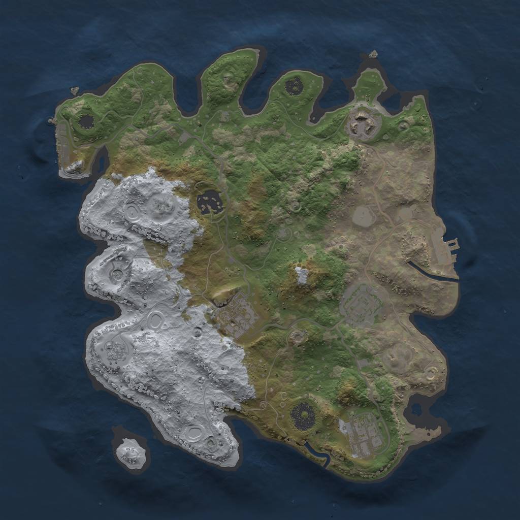 Rust Map: Procedural Map, Size: 3000, Seed: 5553, 14 Monuments