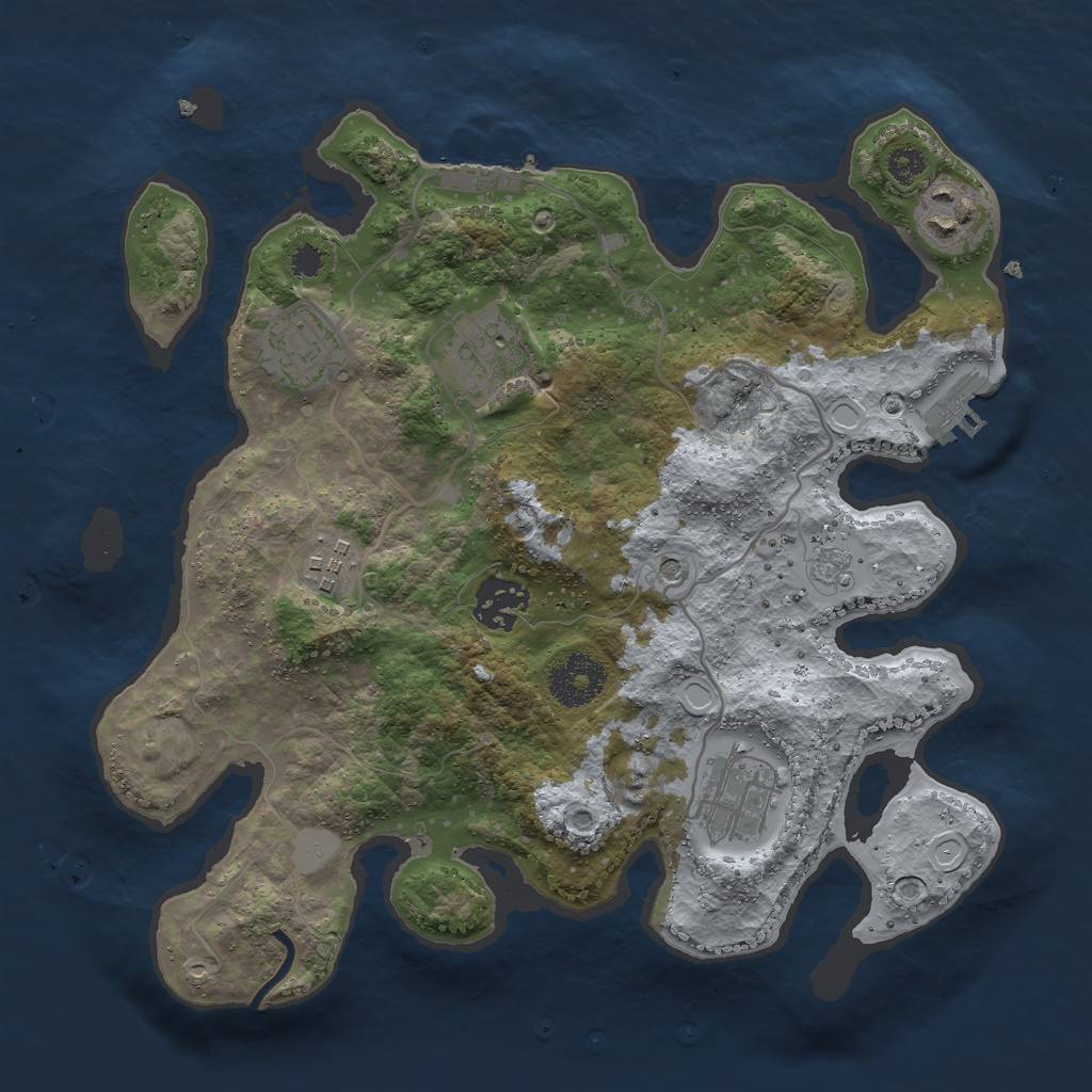 Rust Map: Procedural Map, Size: 3000, Seed: 1048034294, 15 Monuments