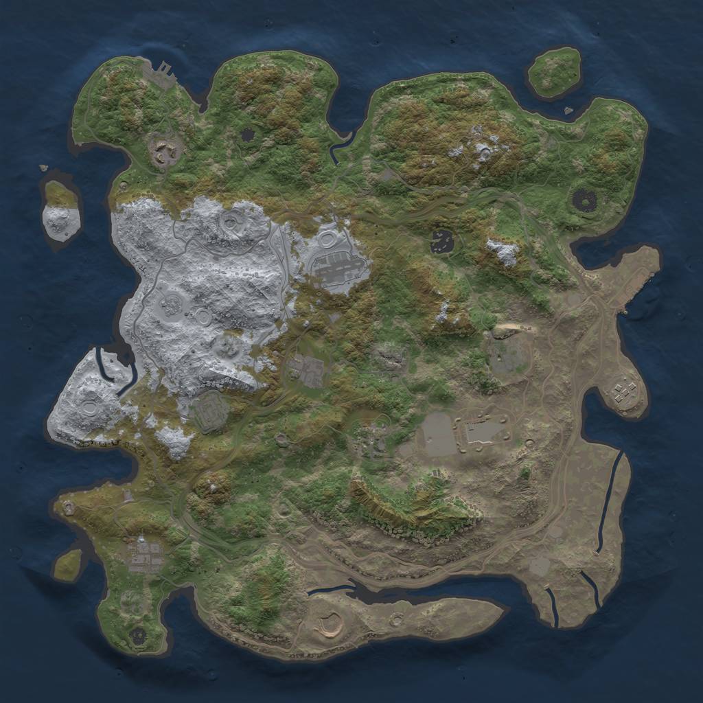 Rust Map: Procedural Map, Size: 4250, Seed: 1493809772, 20 Monuments