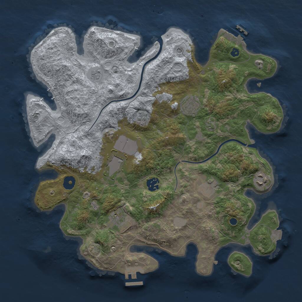 Rust Map: Procedural Map, Size: 3500, Seed: 80907052, 13 Monuments