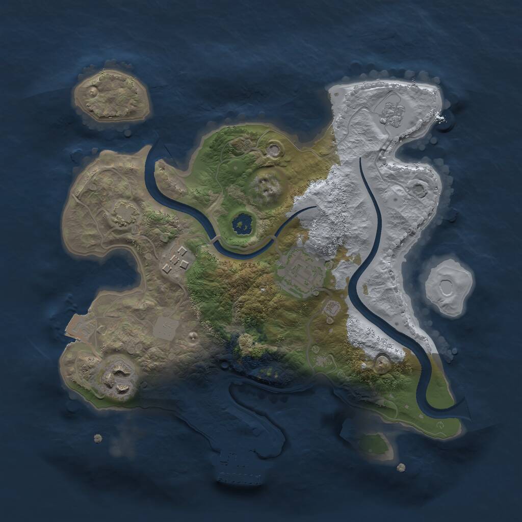 Rust Map: Procedural Map, Size: 2500, Seed: 7654, 7 Monuments