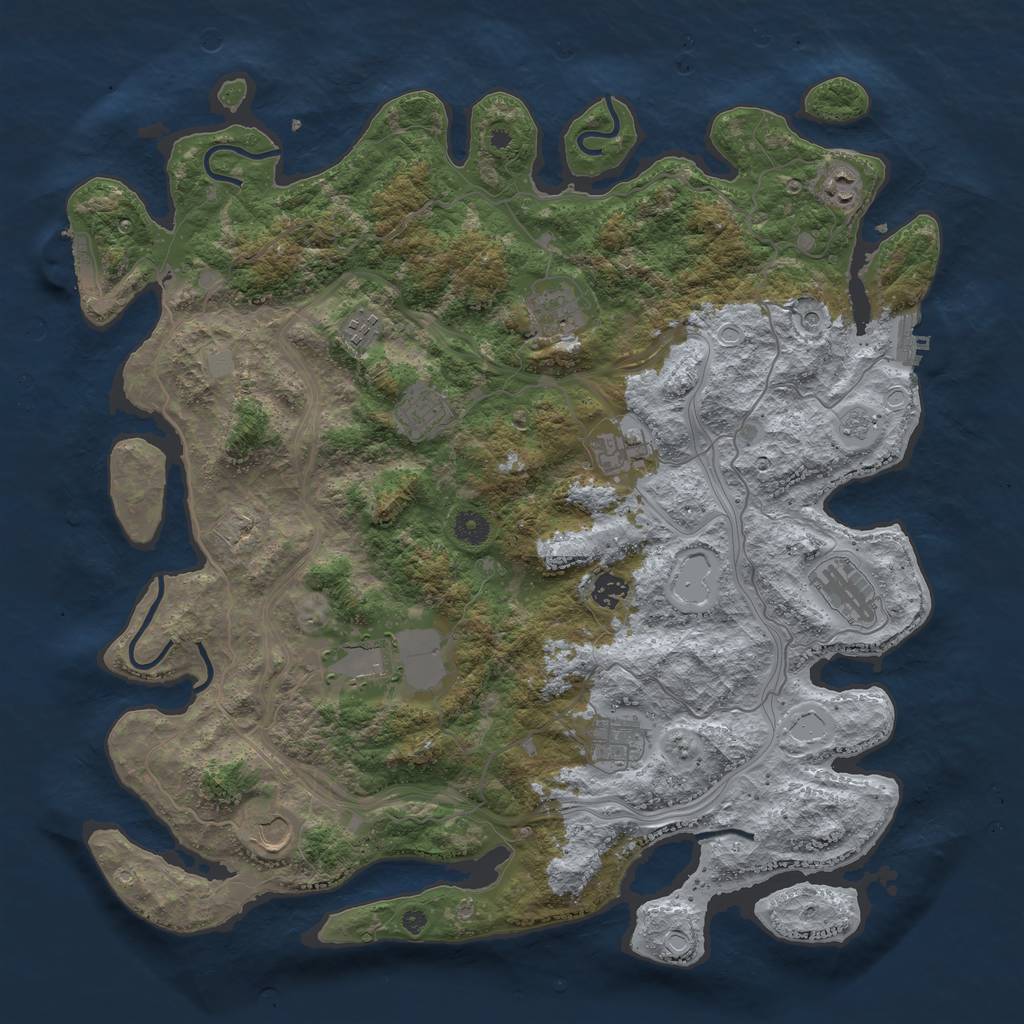 Rust Map: Procedural Map, Size: 4400, Seed: 543882386, 19 Monuments