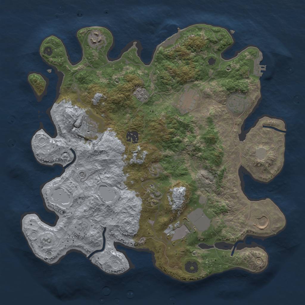 Rust Map: Procedural Map, Size: 3500, Seed: 2423526, 18 Monuments