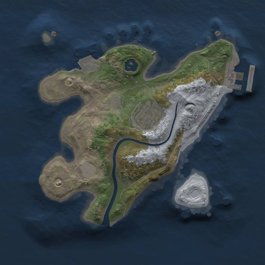 Rust Map: Procedural Map, Size: 2000, Seed: 14214312, 3 Monuments