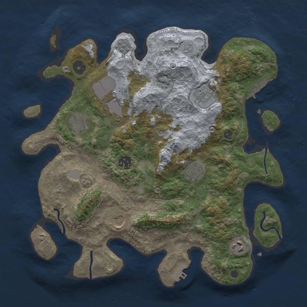 Rust Map: Procedural Map, Size: 3500, Seed: 111111, 17 Monuments