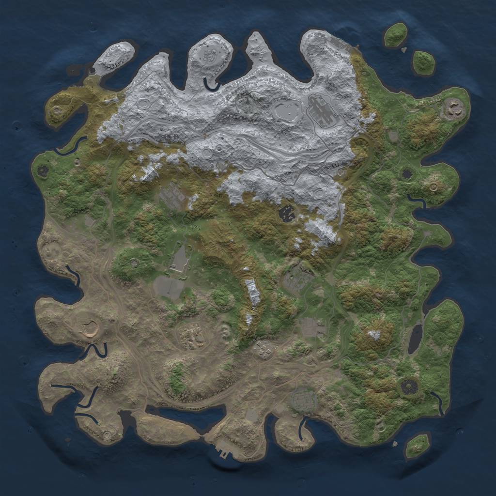 Rust Map: Procedural Map, Size: 4500, Seed: 1129068564, 20 Monuments