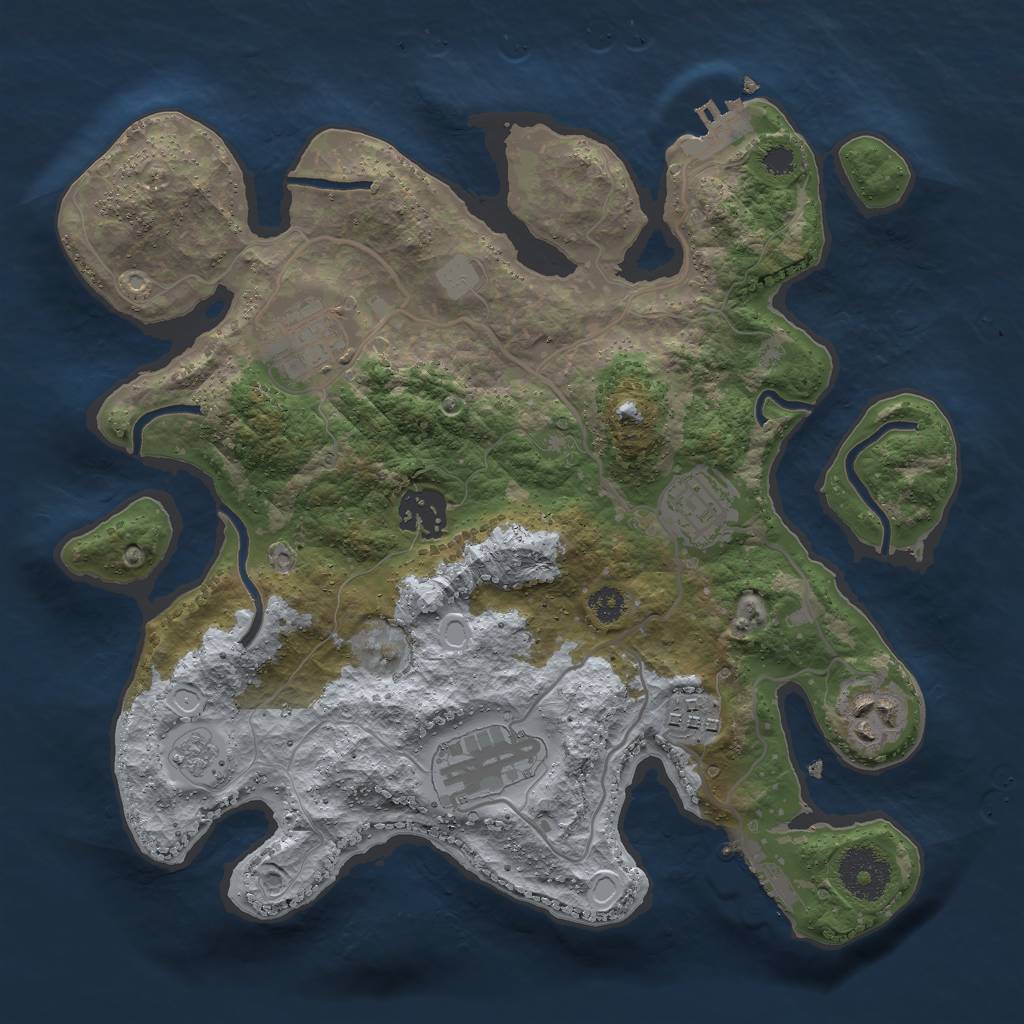 Rust Map: Procedural Map, Size: 3000, Seed: 524100180, 14 Monuments