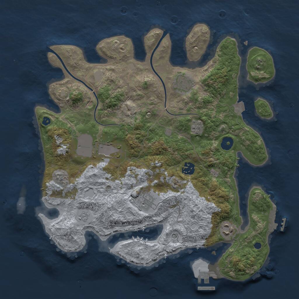 Rust Map: Procedural Map, Size: 3500, Seed: 47149260, 12 Monuments