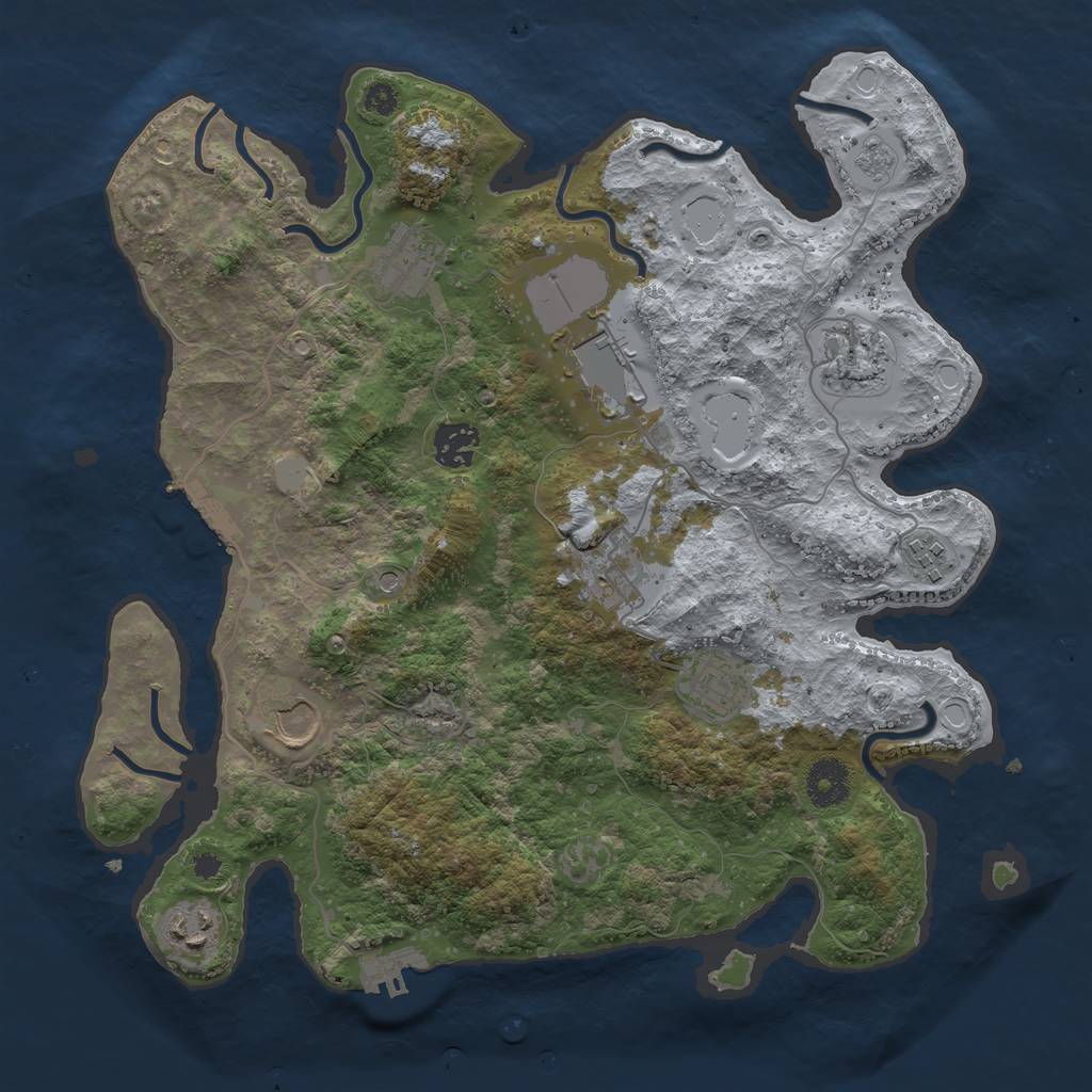 Rust Map: Procedural Map, Size: 3500, Seed: 70623456, 18 Monuments