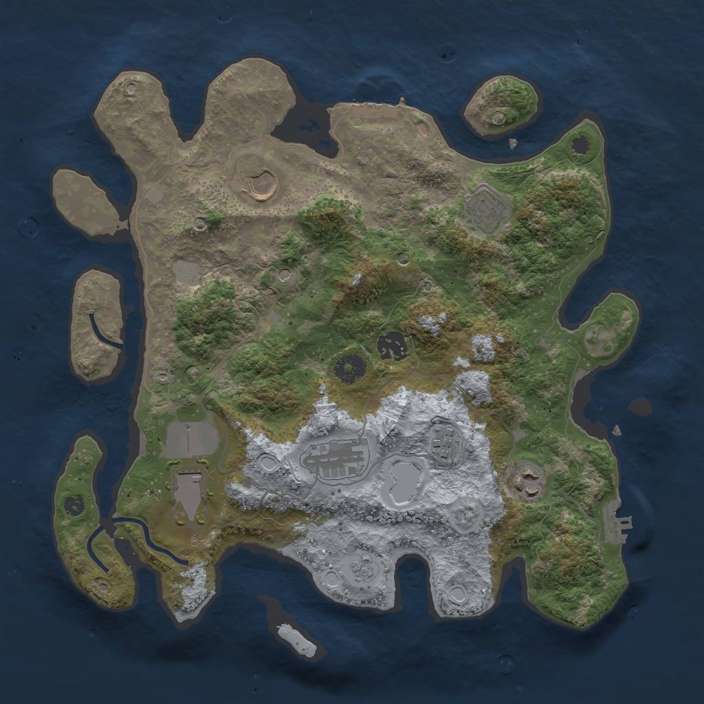 Rust Map: Procedural Map, Size: 3500, Seed: 39352775, 16 Monuments