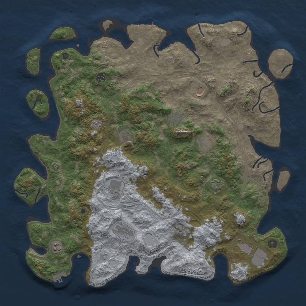 Rust Map: Procedural Map, Size: 4800, Seed: 663096471, 20 Monuments
