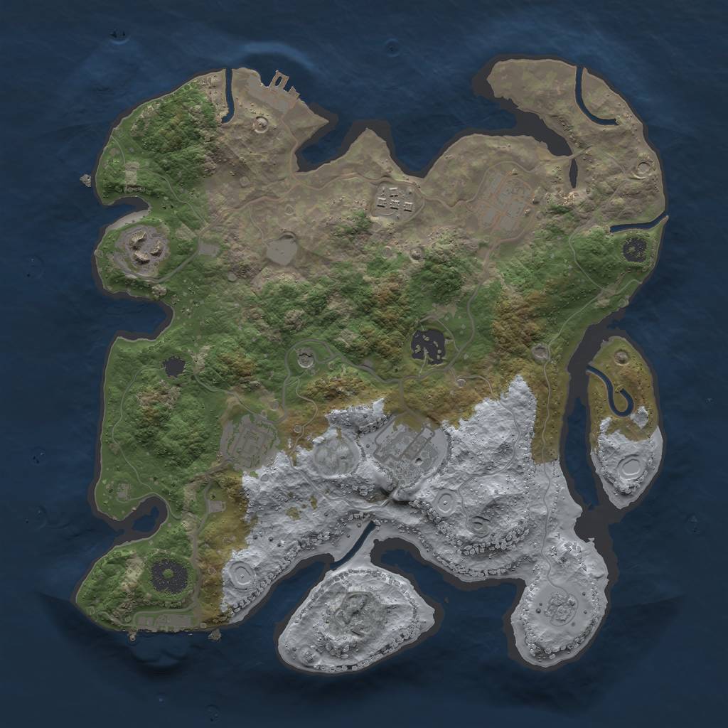 Rust Map: Procedural Map, Size: 3000, Seed: 21375438, 15 Monuments