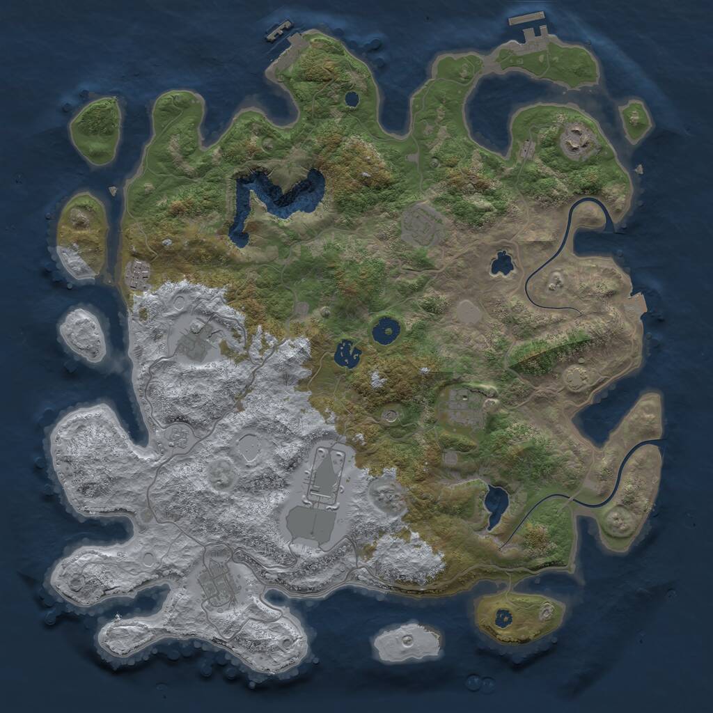 Rust Map: Procedural Map, Size: 4000, Seed: 166249, 14 Monuments
