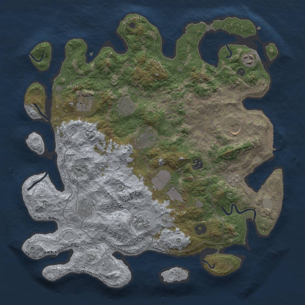 Rust Map: Procedural Map, Size: 4000, Seed: 166249, 18 Monuments