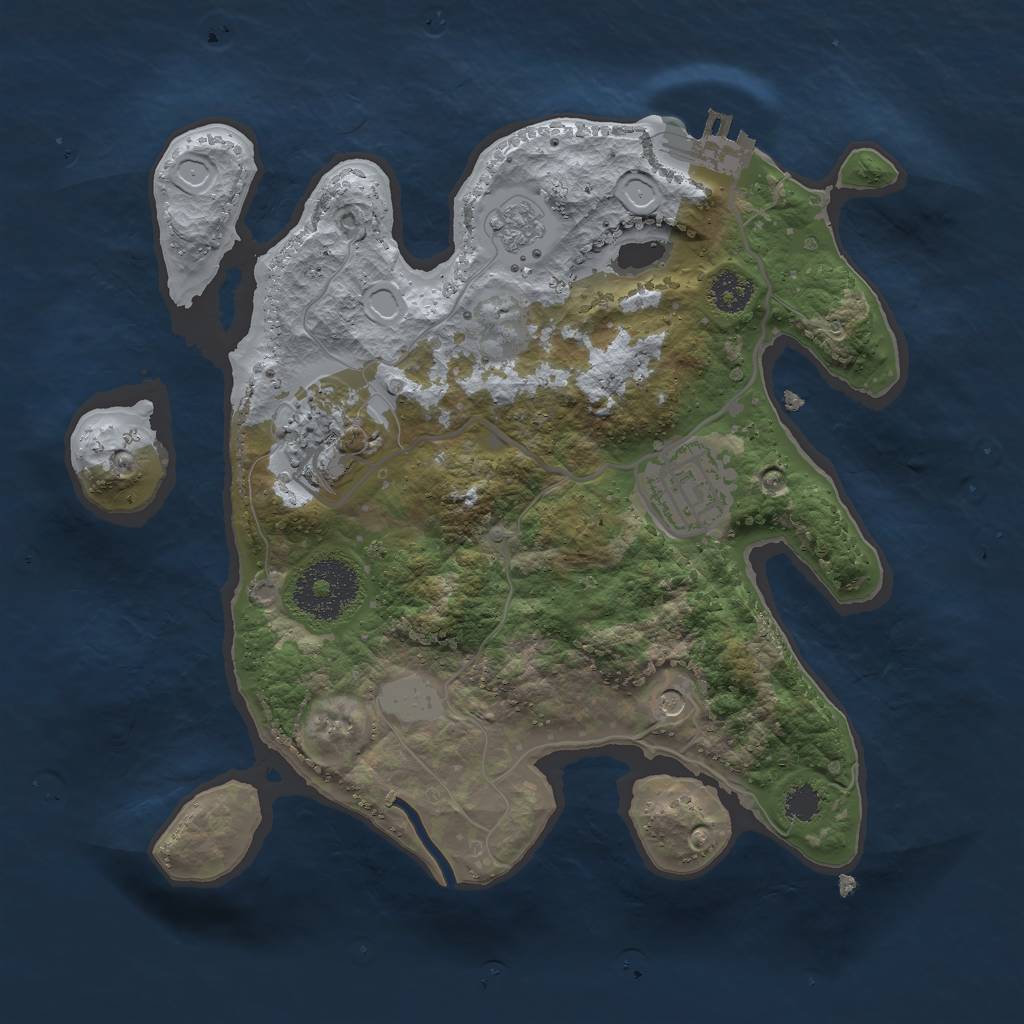 Rust Map: Procedural Map, Size: 2500, Seed: 655, 10 Monuments