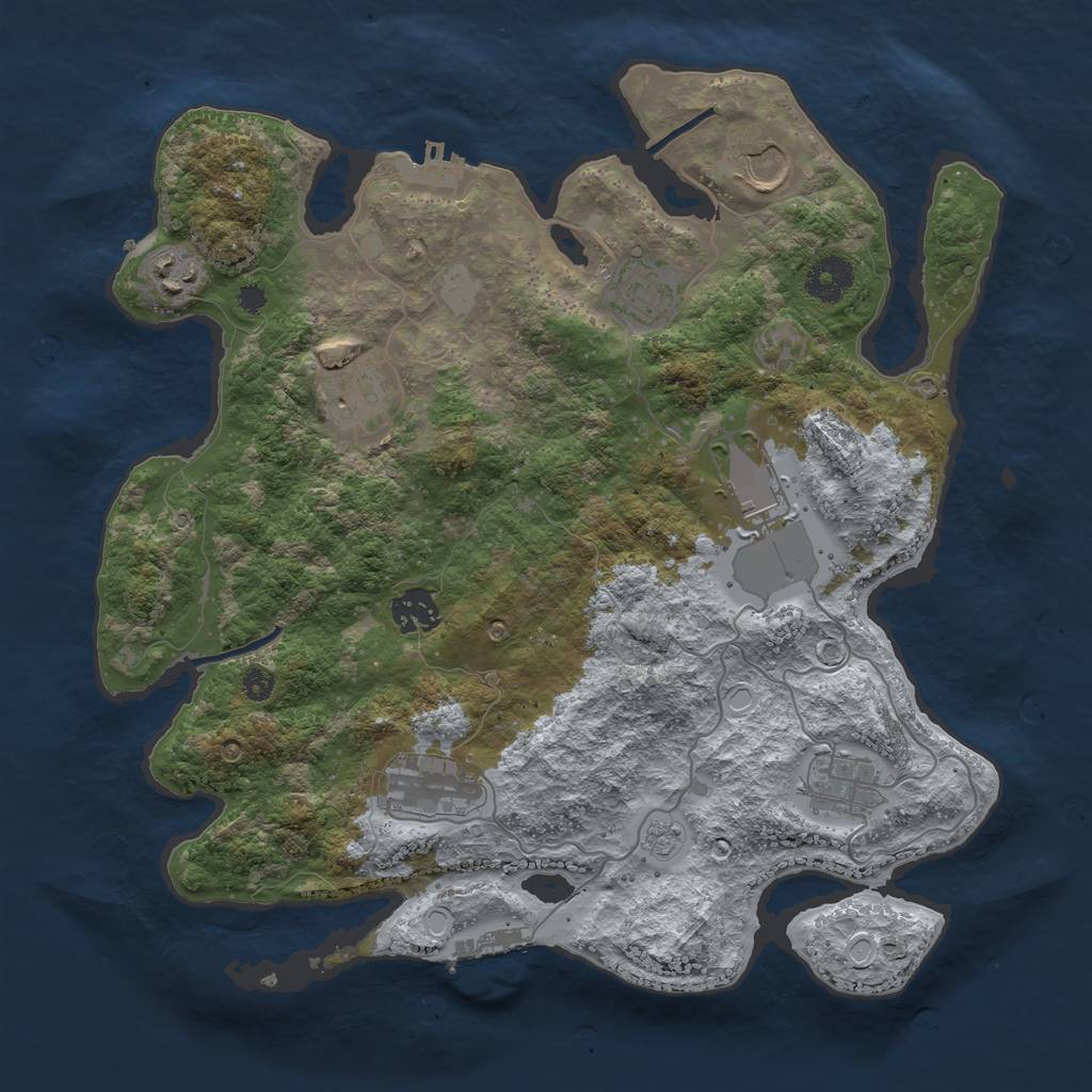 Rust Map: Procedural Map, Size: 3500, Seed: 2091519769, 16 Monuments