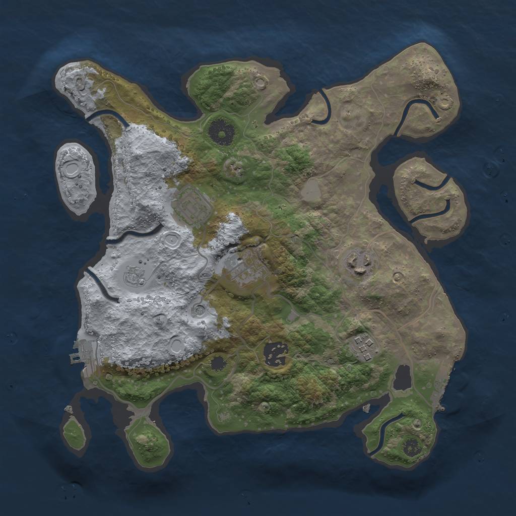 Rust Map: Procedural Map, Size: 3000, Seed: 666430246, 14 Monuments