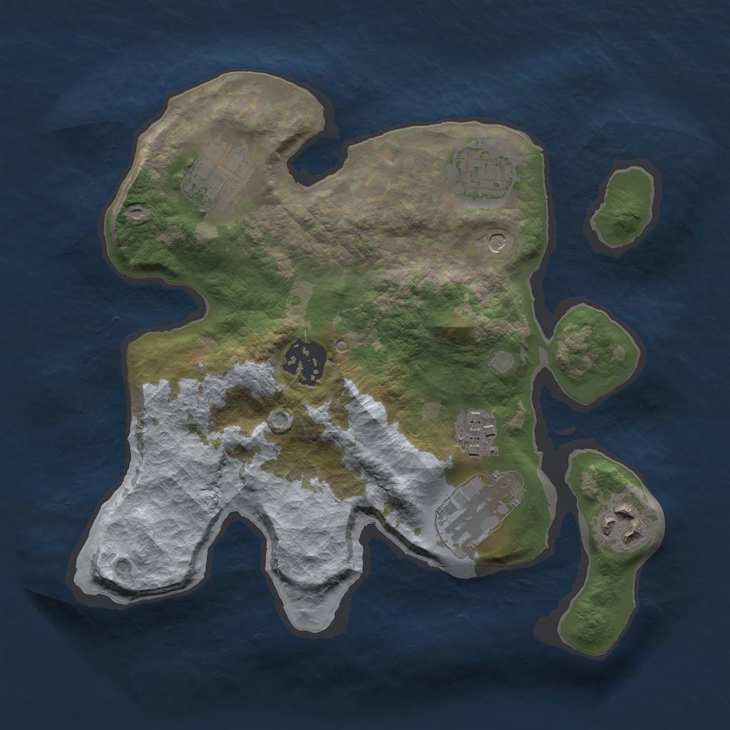 Rust Map: Barren, Size: 2500, Seed: 56756, 9 Monuments