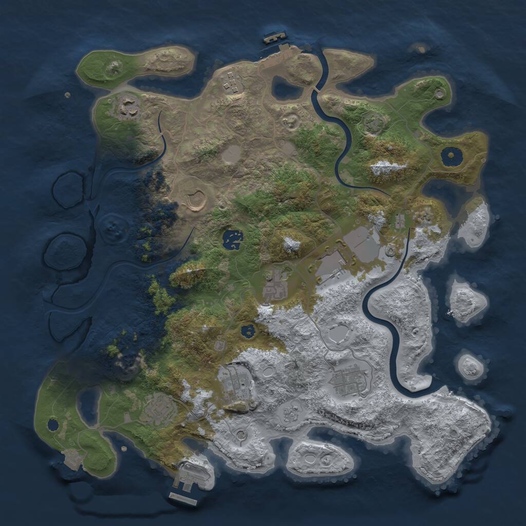 Rust Map: Procedural Map, Size: 3750, Seed: 191635060, 15 Monuments