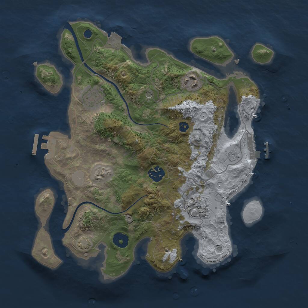 Rust Map: Procedural Map, Size: 3000, Seed: 1126204110, 10 Monuments