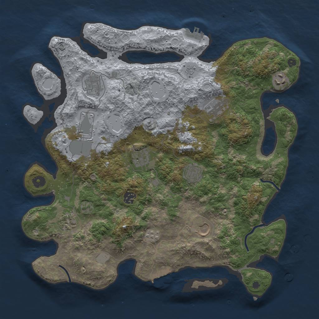 Rust Map: Procedural Map, Size: 3850, Seed: 648252, 19 Monuments