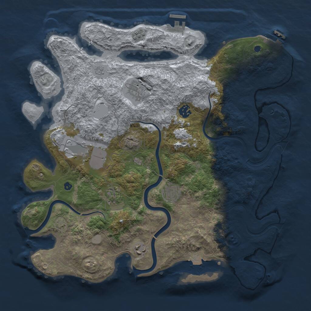 Rust Map: Procedural Map, Size: 3850, Seed: 648252, 13 Monuments