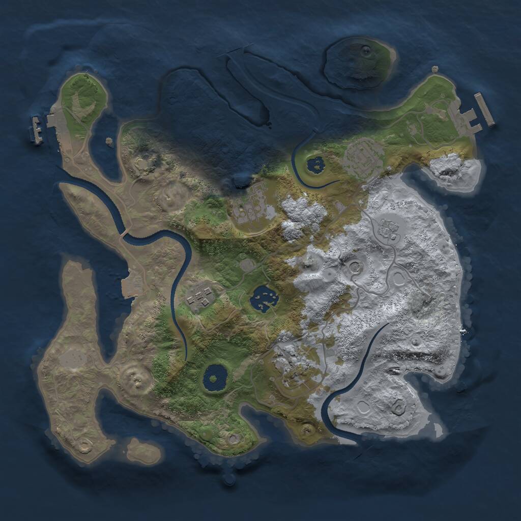 Rust Map: Procedural Map, Size: 3000, Seed: 1987039538, 11 Monuments