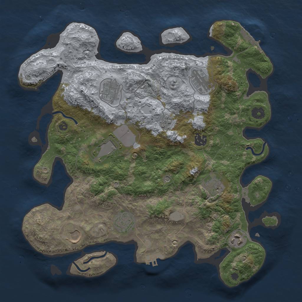 Rust Map: Procedural Map, Size: 3500, Seed: 632760635, 18 Monuments